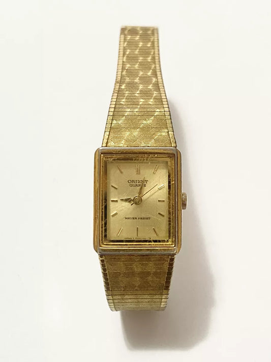 Relógio Antigo Orient Japan Quadrado Dourado