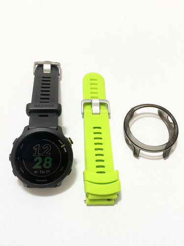 Relógio Garmin Forerunner 55 Preto Gps Monitor + Acessórios