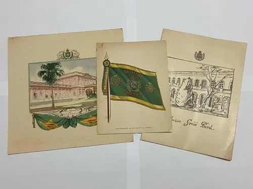 Antigos Cartões Com Mensagens Ass Por Dom Pedro De O E Braga