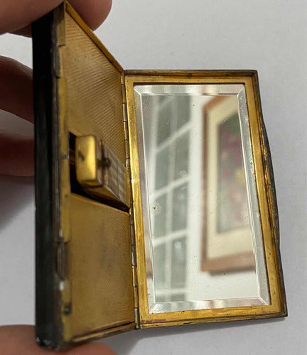 Estojo De Maquiagem Antigo Cal Dourado