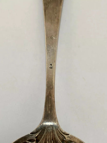 Talher Espátula Antiga Com Marca Cor Prata