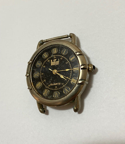 Relógio Antigo Dumont Quartz Dourado E Preto