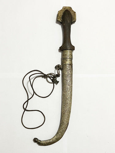 Punhal Antigo Árabe Jambiya Koummya 41cm C/ Bainha