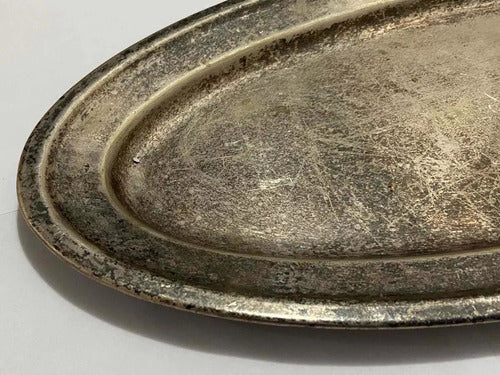 Bandeja Oval Antiga De Metal Prateado