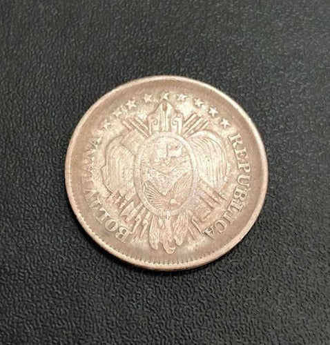 Moeda Antiga De Prata 1889 Bolivia 20 Centavos