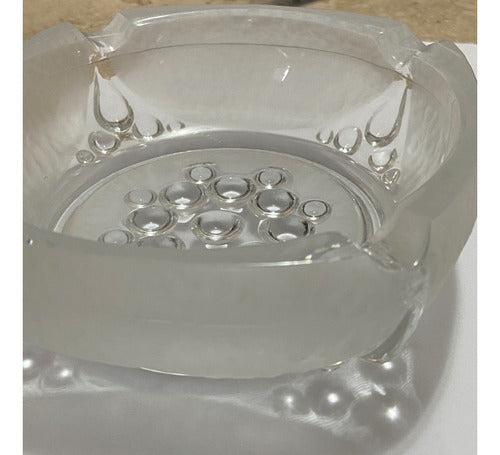 Cinzeiro Antigo Quadrado Em Vidro Trabalhado