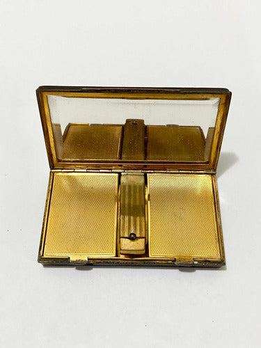 Estojo De Maquiagem Antigo Cal Dourado