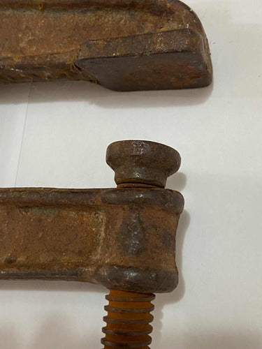 Grampo Antigo Tipo F Em Ferro Maciço - Ferramenta