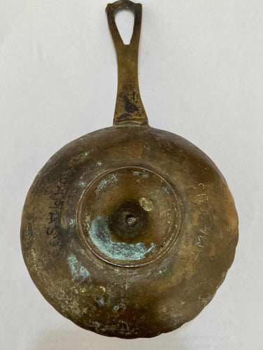 Castiçal Porta Vela Antigo Palmatória Em Bronze