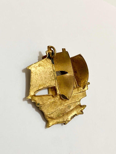 Broche Antigo Navio Dourado Damasceno Espanha