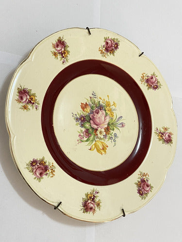 Prato Porcelana Inglesa Woods Ivory Ware C/ Decoração Floral