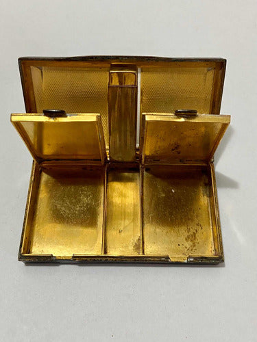 Estojo De Maquiagem Antigo Cal Dourado