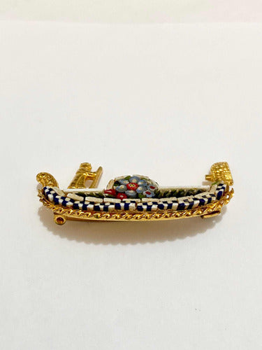 Broche Antigo Italiano Gôndola Micromosaico