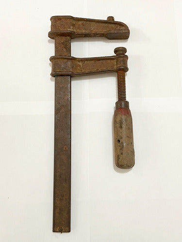 Grampo Antigo Tipo F Em Ferro Maciço - Ferramenta