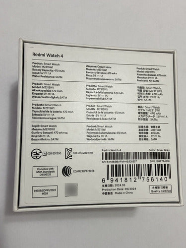 Smartwatch Xiaomi Redmi Watch 4 Prateado/cinza + Pulseira Yt