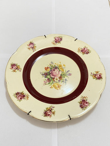 Prato Porcelana Inglesa Woods Ivory Ware C/ Decoração Floral