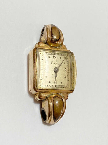 Relógio Antigo Suíço Eska Dourado 20 Microns