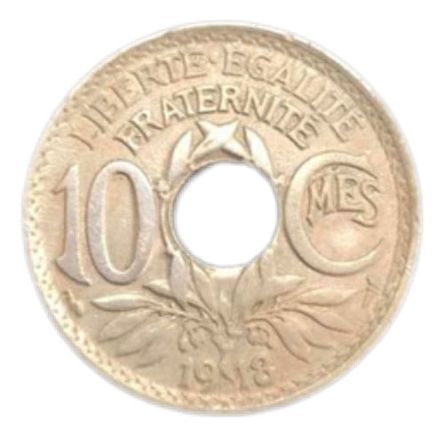 Antiga Moeda 1918 França 10 Centimes