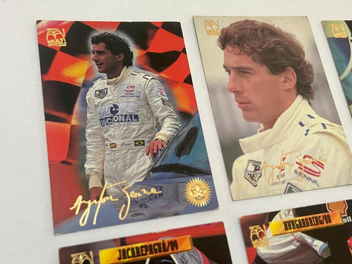 Coleção Antiga Cartões Ayrton Senna Com Assinatura Dourada