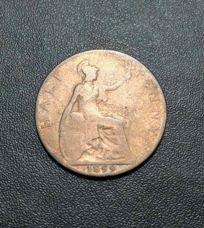Antiga Moeda De Bronze 1899 Grã Bretanha 1/2 Penny