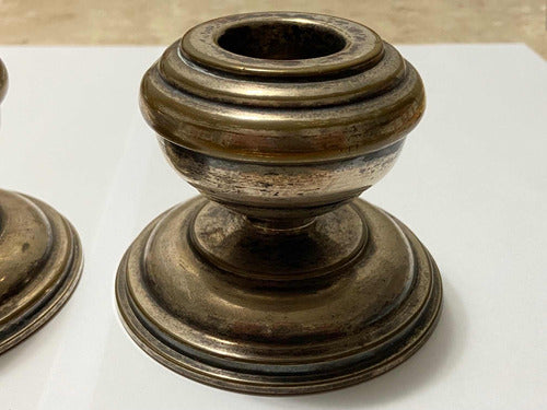 Antigo Porta Velas Castiçal Par Cor Prata Cor Prata