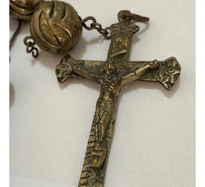 Terço Religioso Antigo Raro Grande 621g Cor Prata