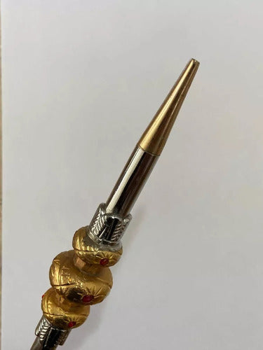 Bomba Para Chimarrão Antiga Em Metal Com Zirconia Vermelha