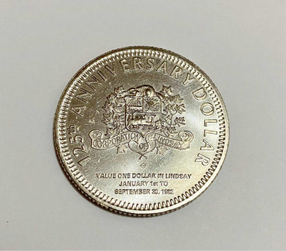 Antiga Moeda Comemorativa Canada 1982 Town Lindsay Ontario