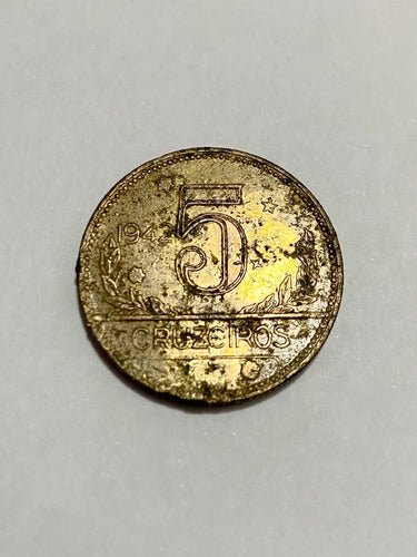 Antiga Moeda Brasil 1942 5 Cruzeiros