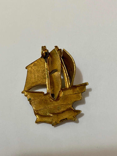 Broche Antigo Navio Dourado Damasceno Espanha