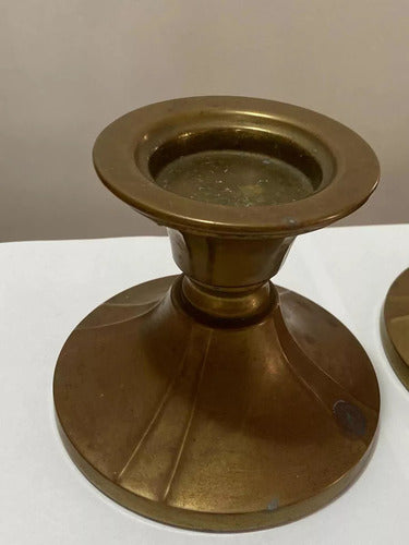 Castiçal Antigo De Metal Dourado