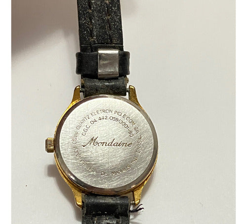 Relógio Antigo Mondaine Dourado E Branco