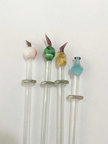 Misturador De Bebida Cristal Muranos Pássaro Fruta Antigo