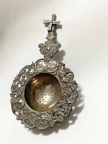 Coador Chá Infusor Antigo Holandês Prata