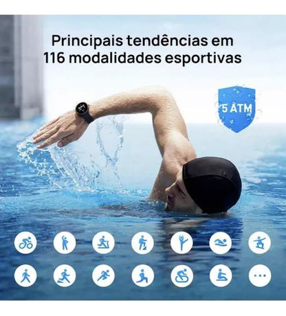 Relógio Smartwatch Maimo Watch R Preto Redondo + Pulseira Ci