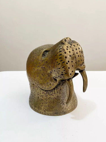 Abridor Antigo De Garrafa Morsa Em Bronze Europeu Dourado