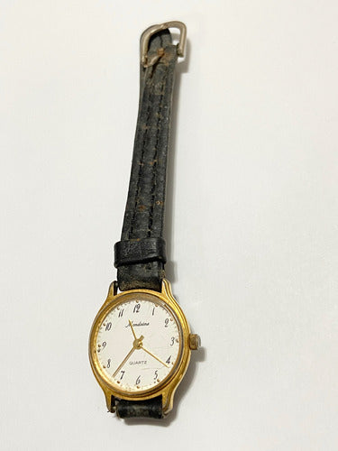 Relógio Antigo Mondaine Dourado E Branco