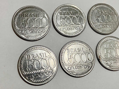 Lote Moedas Antigas Brasil 5000 Cruzeiros Tiradentes