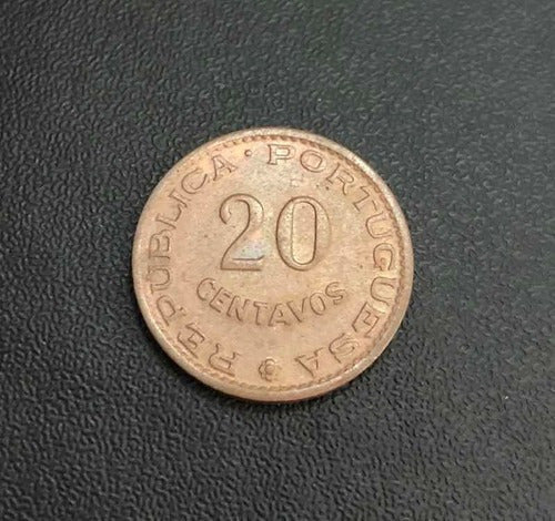 Moeda Antiga Bronze 1962 Angola 20 Centavos