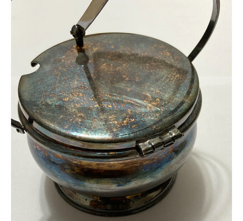 Açucareiro Antigo Em Metal Anos 50 Cor Prata