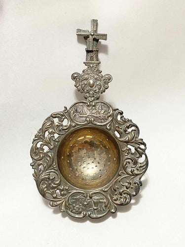 Coador Chá Infusor Antigo Holandês Prata