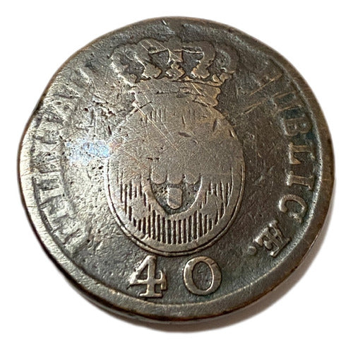 Moeda Antiga Portugal 1814 40 Réis Pataco Bronze