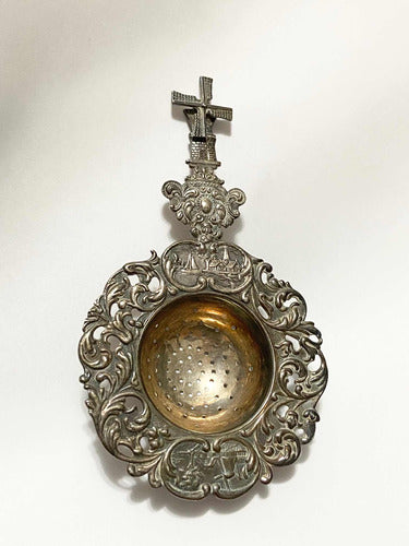 Coador Chá Infusor Antigo Holandês Prata