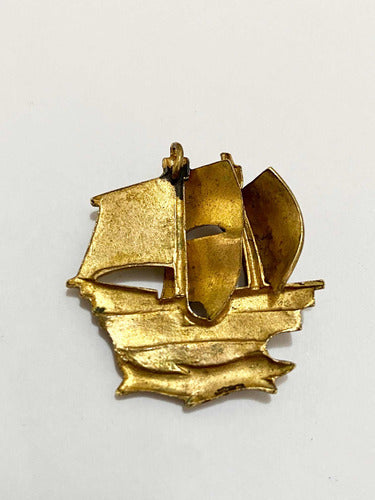 Broche Antigo Navio Dourado Damasceno Espanha