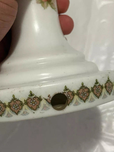 Luminária Antiga Opalina Pintada À Mão Paisagem