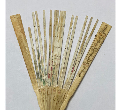 Antigo Leque Em Marfim Com Desenhos Lote