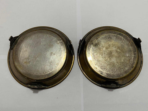 Bandeja Antiga Em Metal Dourado Com Desenhos