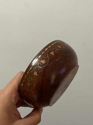 Tigelas Antigas De Jacarandá Com Detalhes Em Metal