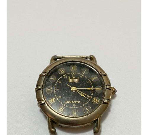 Relógio Antigo Dumont Quartz Dourado E Preto