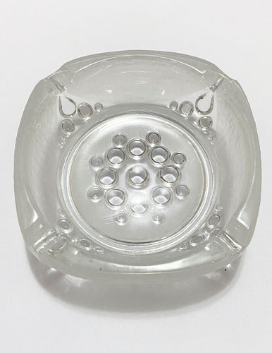 Cinzeiro Antigo Quadrado Em Vidro Trabalhado